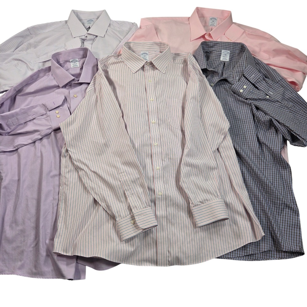 Brooks Brothers 1818 Dress Shirt Bundle 5pc Mens 18 34/35 Regular Fit Non-Iron